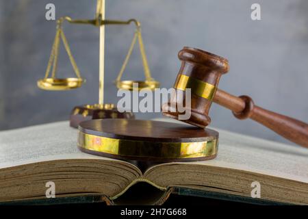 Gavel, scales And Ancient Books