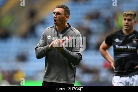 Coventry. United Kingdom. 20 November 2021. Premiership Rugby Cup. Wasps V Leicester Tigers. Coventry Building Society arena. Coventry. Kevin Sinfield OBE (Leicester Tigers defence coach) during the Premiership Rugby cup game between Wasps and Leicester Tigers. Stock Photo