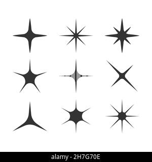 Sparkle, star icon set. Vector illustration, flat design. Stock Vector