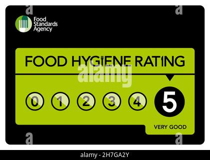 VERY GOOD food hygiene rating from the United Kingdom Food Standards Agency Stock Photo