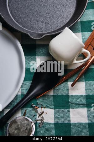 The kitchen utensils on the table Stock Photo