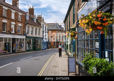 A quiet shopping street in the market town of Horncastle, Lincolnshire, England Stock Photo