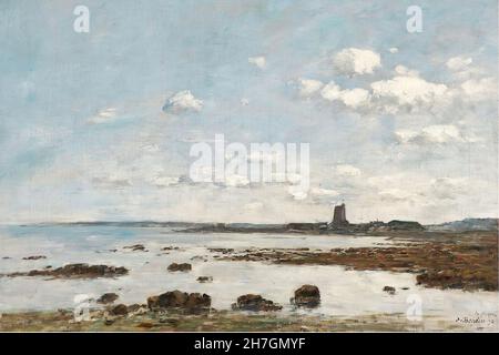 Eugene Boudin - Saint-Vaast-la-Hougue - the Rocks and the Fort - 1892 Stock Photo