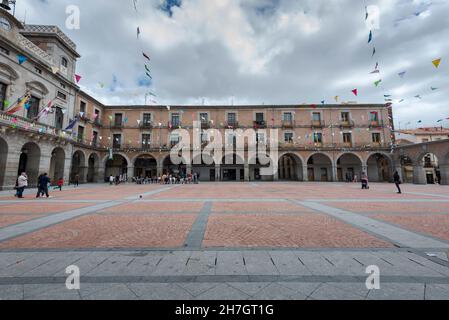 AVILA, SPAIN – JUNE 20, 2021: City Hall of Avila. It is located in the Mercado Chico Square. Stock Photo