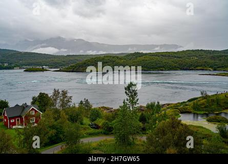 World's strongest tidal stream near Saltstraumen, Norway Stock Photo