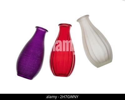 Decorative glass vases, isolated on white Stock Photo