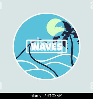 Waves. Vector stylish graphic tee design, print, illustration Stock Vector