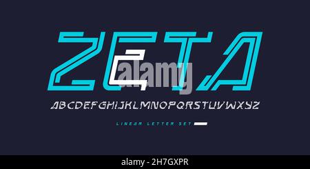 Vector stylish linear narrow font, uppercase letter set, alphabet, typography Stock Vector