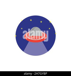 Flat ufo icon. Alien ship symbol. Galaxy science sign. Logo design element Stock Vector