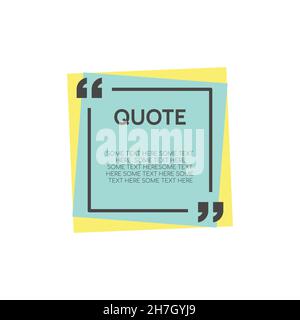 Colorful quote box with quotation marks. Quotes frame border template. Stock Vector
