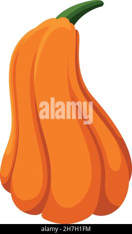 Orange pumpkin. Holiday squash clipart, gourd vegetable graphic Stock Vector