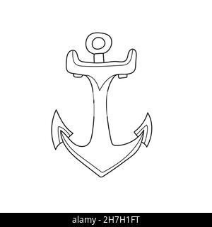Simple coloring page. Anchor. Cartoon vector illustration on white for kids Stock Vector