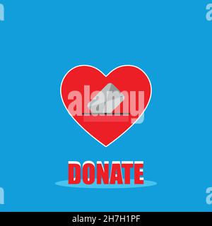 Flat Donate concept icon. Charity symbol. Human love sign. Logo design element Stock Vector
