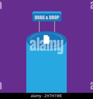 Drag and drop concept background. Upload symbol. Logo design element Stock Vector