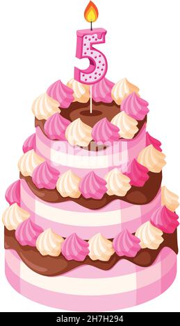 Fifth birthday cake, birthday, cake, five years old png | PNGWing