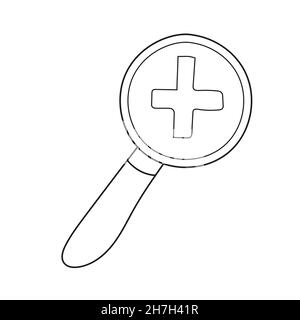 Simple coloring page. Zoom Tool plus sign to be colored, the coloring book for preschool kids with easy educational gaming level. Stock Vector