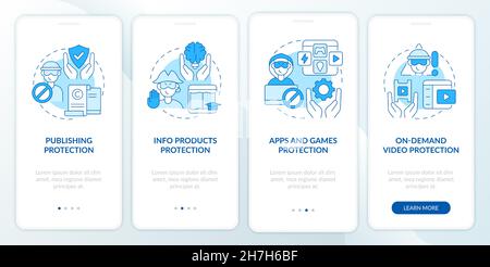 Copyright protection onboarding mobile app page screen Stock Vector