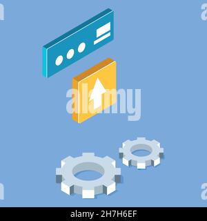 Button Set. Gear Wheels. Instruments Illustration. Vector illustration Stock Vector