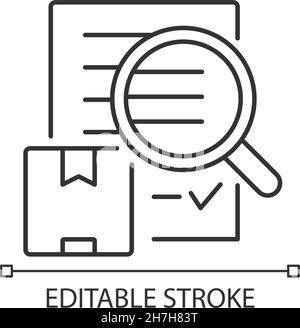 Shipping audit cargo transportation control linear icon Stock Vector