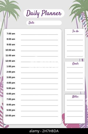 Weekly Planner template vector. Palms floral decoration background, To Do  list, goals. Business notebook management, organizer Stock Vector Image &  Art - Alamy