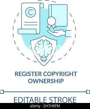 Register copyright ownership blue concept icon Stock Vector