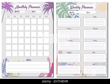 Monthly planner. Timetable for month with goals, to do list and notes. Homework  organizer Stock Vector Image & Art - Alamy
