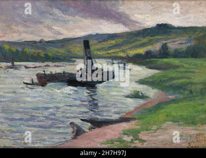 Maximilien Luce - Tugboat on the Seine Stock Photo