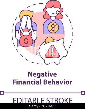 Negative financial behavior concept icon Stock Vector
