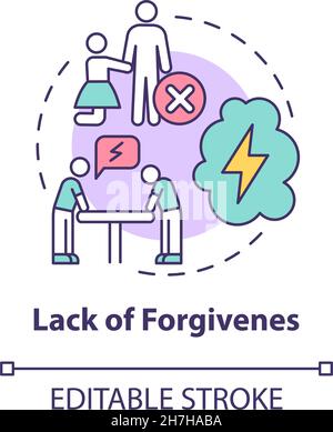 Lack of forgiveness concept icon Stock Vector