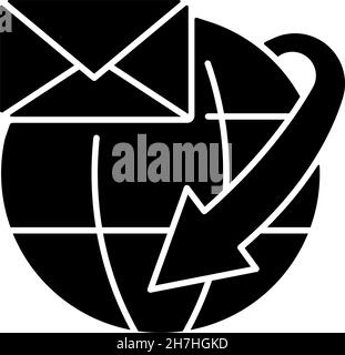 International mail shipping service black glyph icon Stock Vector