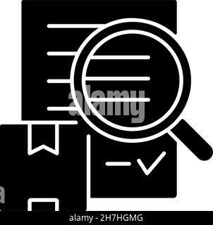 Shipping audit cargo transportation control black glyph icon Stock Vector