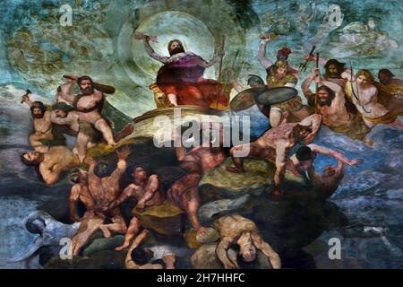 Fresco of the ceiling of The Royal Armoury of Turin - Armeria Reale Torino Palazzo Reale - Turin Royal Palace, Italian, Italy Stock Photo