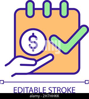 Expected payment date RGB color icon Stock Vector