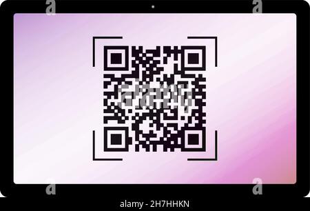 Qr and mobile code. Barcode on tablet. Bar code.Vector stock illustration. Stock Vector