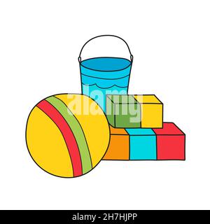 Simple cartoon icon. Kids toys on white. Vector on white. Stock Vector