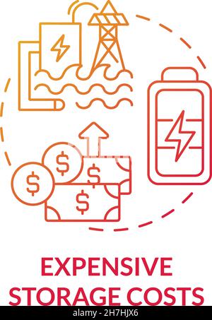 Expensive storage costs red gradient concept icon Stock Vector