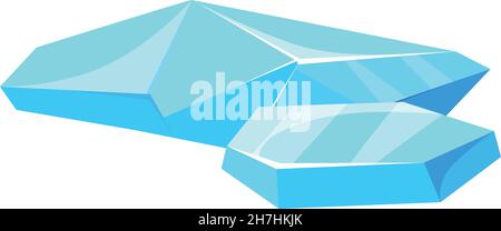 Floating ice pieces. Isolated frame of clean freeze shape, cartoon flat vector illustration isolated on white background Stock Vector