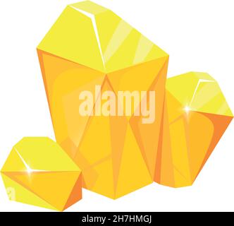 Gold mine resource. Golden rock nuggets, stones texture icons, cartoon vector icon isolated on white background Stock Vector