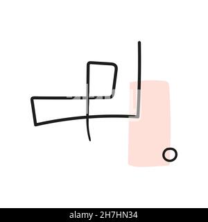 Vector illustration of a face in line art style on a background of abstract shapes. Stock Vector