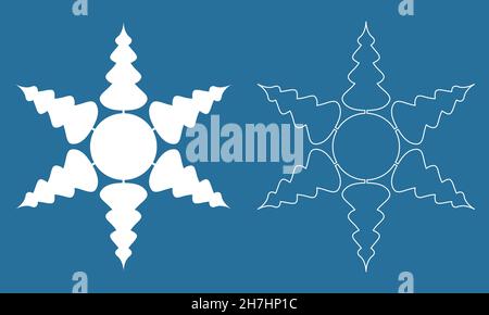 Snowflake Christmas winter tree, white ice crystal snowflake for decoration and design, simple vector illustration Stock Vector