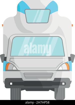Motorhome view front. Vehicl traveling trucks, mockup branding vector illustration isolated on white background Stock Vector