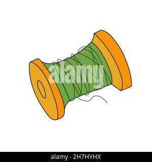 Simple cartoon icon. Wooden coil icon in cartoon style isolated on white background Stock Vector