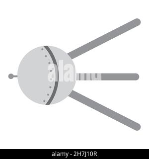 Space artificial satellite, the first satellite. Sputnik. Space exploring and science concept. Universe research. Symbol of space expedition, future, Stock Vector