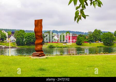Cloth sculpture on the banks of the Ruhr in Essen-Kettwig, North Rhine-Westphalia, Germany Stock Photo