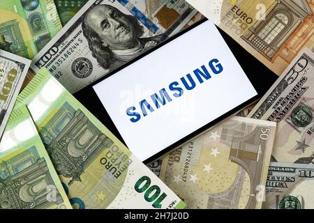 Samsung editorial. Illustrative photo for news about Samsung - a South Korean multinational manufacturing conglomerate Stock Photo