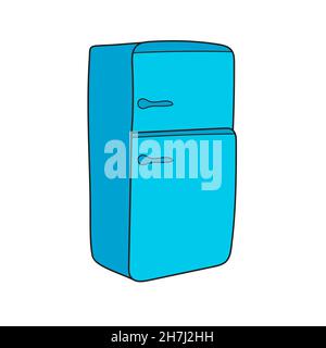 Simple cartoon icon. Refrigerator vector cartoon illustration on white Stock Vector