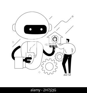Home robot technology abstract concept vector illustration. Stock Vector