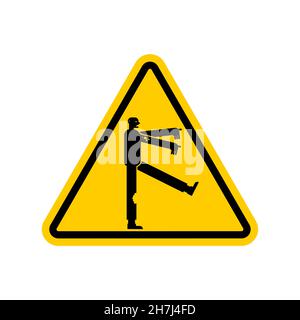 Attention Zombie. Caution zombi. Yellow triangle road sign Stock Vector