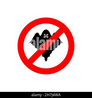 Stop Ghost. Ban Spooky. Red prohibition road sign. Stock Vector