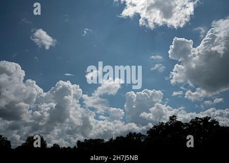 Beautiful afternoon cloud formations over the North Florida town of Alachua. Stock Photo